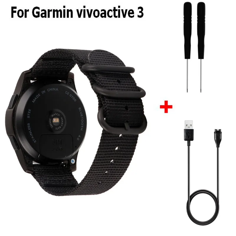 Color7 3 в 1 ремешок для часов для Garmin Vivoactive 3 Кабельное зарядное usb-устройство для Garmin Vivoactive 3 vivomove HR Band Watch 20 мм ремень - Цвет: Color7