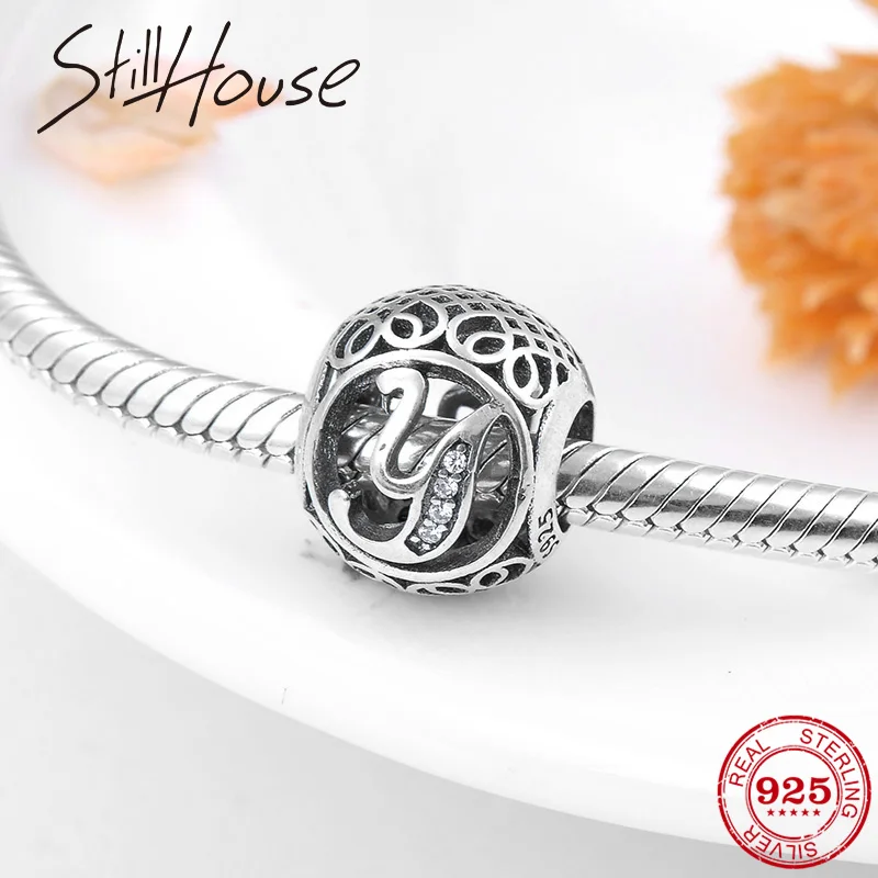 

Charms Jewelry Hot Sale 925 Sterling Silver Y Letter beads fit Original Pandora Bead Bracelet Pendant Lover Gift fashion 2018