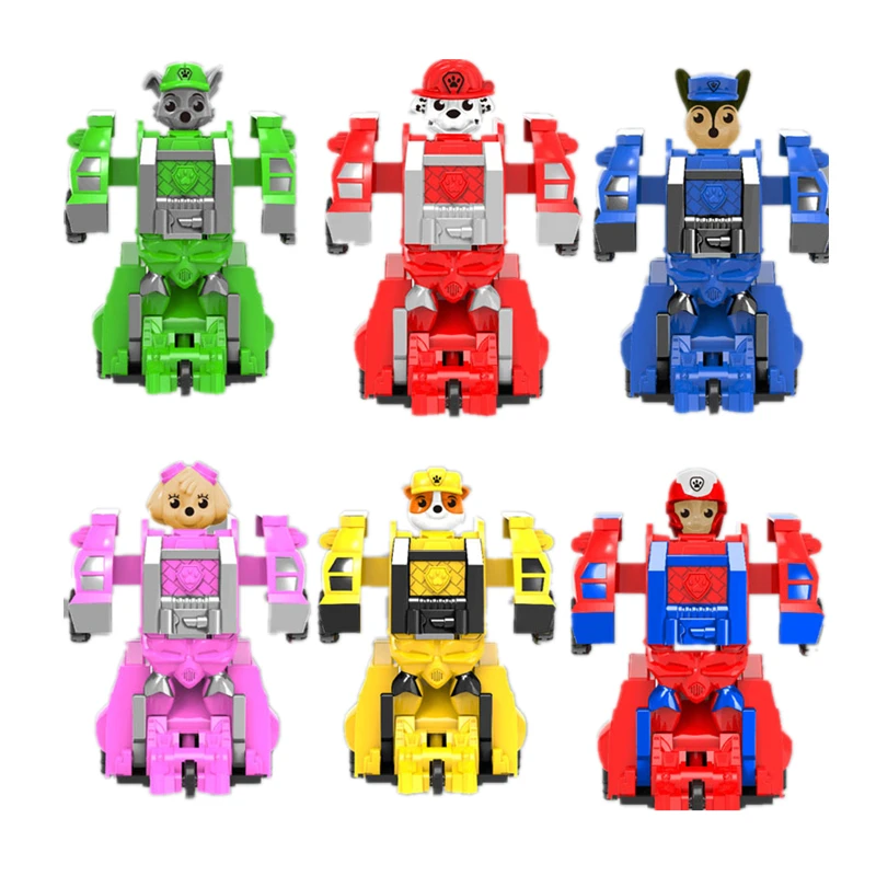 

Paw patrol dog deformation car variant robot Ryder zuma marshall variable type plastic toy action model gift for children