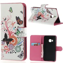 Círculo flor colorida da borboleta impressão Wallet Leather Flip fique Pouch Case capa para HTC One M9 telefone 2015