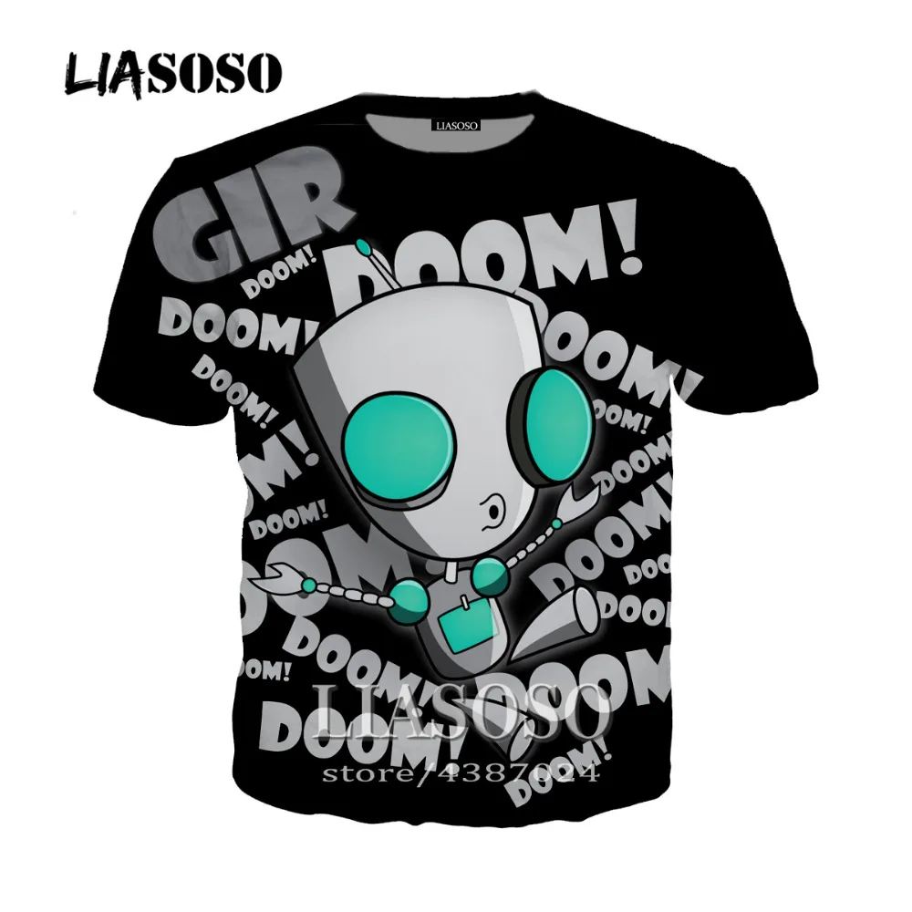 

LIASOSO Harajuku Style MenWomen Casual T-Shirt Pullover Tees Cartoon Anime Invader ZIM 3D Print T Shirt Tops Brand Clothing A111