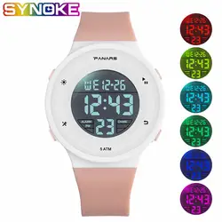 SYNOKE детские электронные часы спортивные модные водонепроницаемые красочные светящиеся наручные часы хронограф будильники для детей