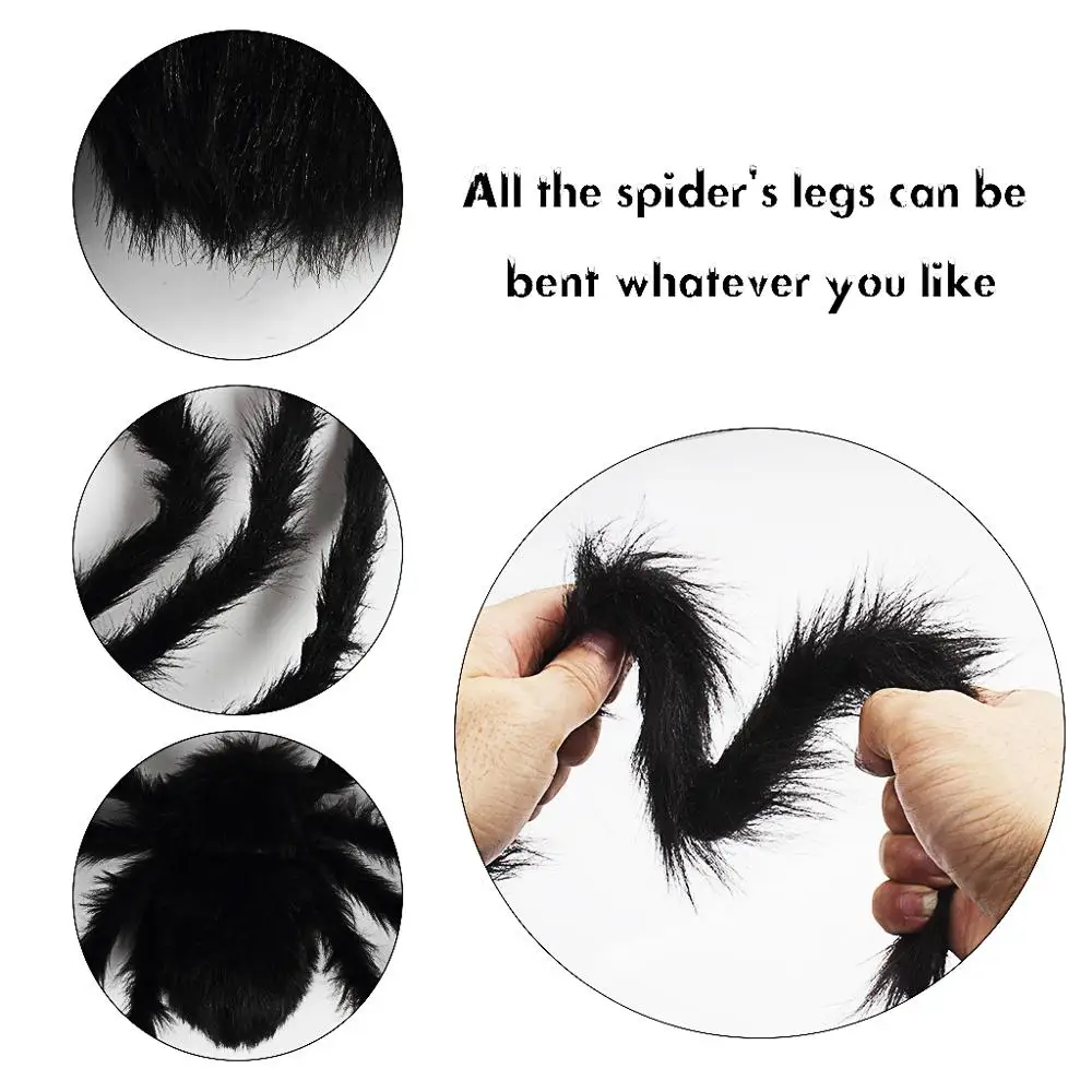 49inch Black Large Spider For Halloween Party Decorations Indoor Outdoor Yard Decor Scary Plush Spider Props (4)