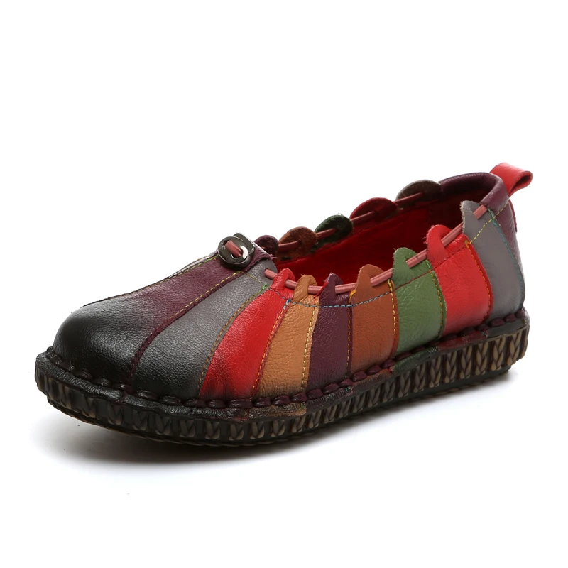 Main 2 Femme En 3 Chaussures Mocassins Glissement 1 Appartements Mélangées Casual Couleurs Vache À Vintage De Printemps Femmes Sur Aardimi Cuir La AwqtURI