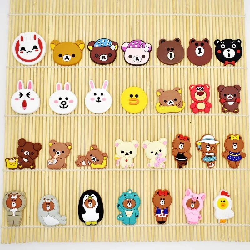 

DIY Soft PVC Accessory Relax/Brown Bear Fit Phone Case/Pen/Cable Winder/Bookmark/Earphone/Rings 10pcs Kids Birthday Gift