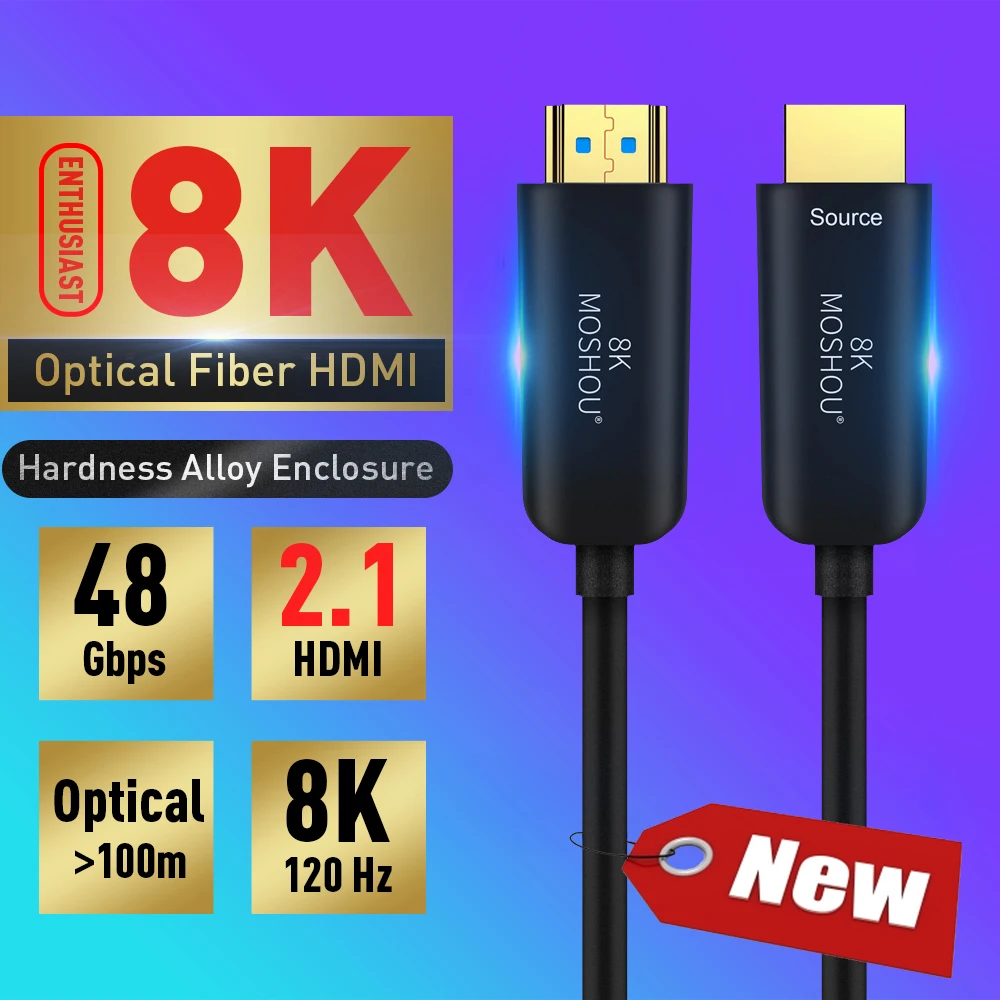Discount Up to 50 MOSHOU Optical Fiber HDMI 2.1 Cable UltraHD (UHD