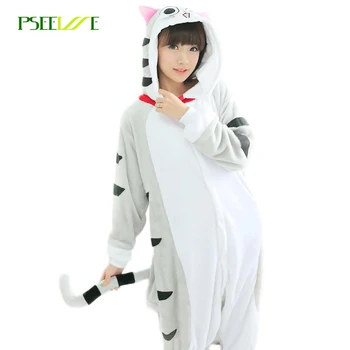 

Flannel Kigurumi Adult Cat Pajamas Women Men Cosplay Animal pijama Hooded Pajamas Cartoon Sleepwear Cute Animal Onesies