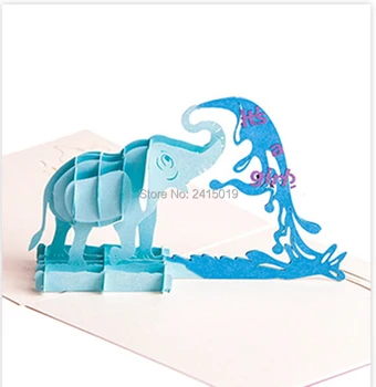 

Free shipping 5pc/lot 13x15cm handmade exquisite 3D fold up baby shower greeting invitation card kids children birthday cards