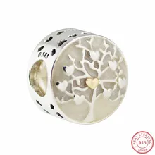 14 К Золотое сердце перламутровая эмаль детали Дерево жизни бусины для самостоятельного изготовления ювелирных изделий подходят PANDORA амулеты Серебро 925 FL554K