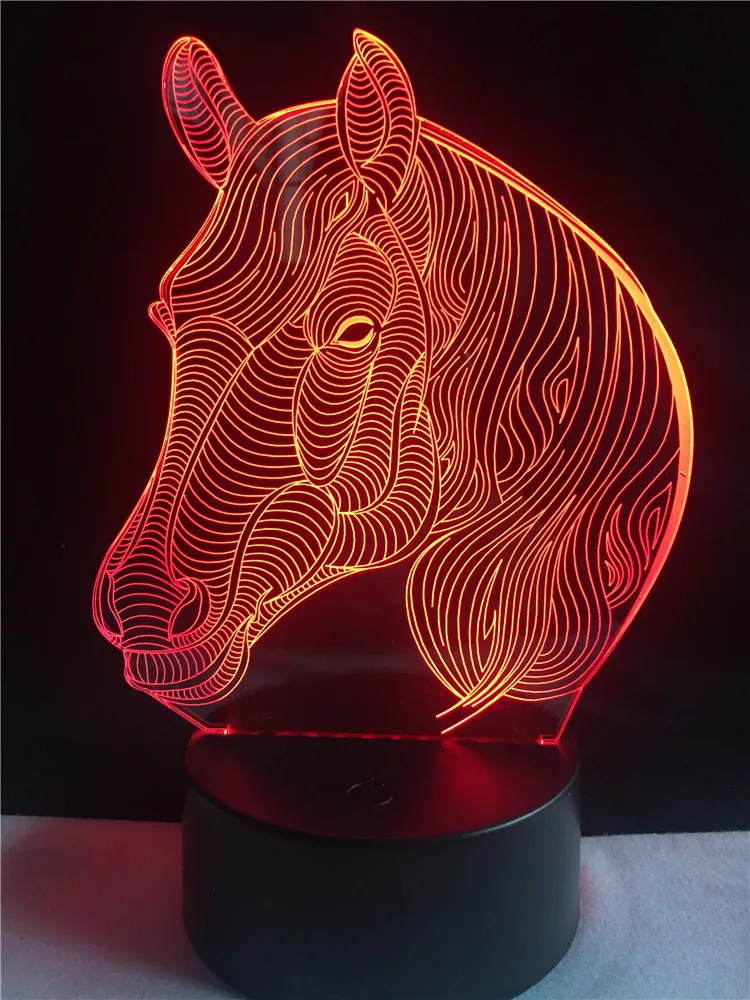  7 Colors Changing Gradient Fashion Animal Horse Head Led Nightlights 3D LED Desk Table Lamp Lamps H - 32782944359