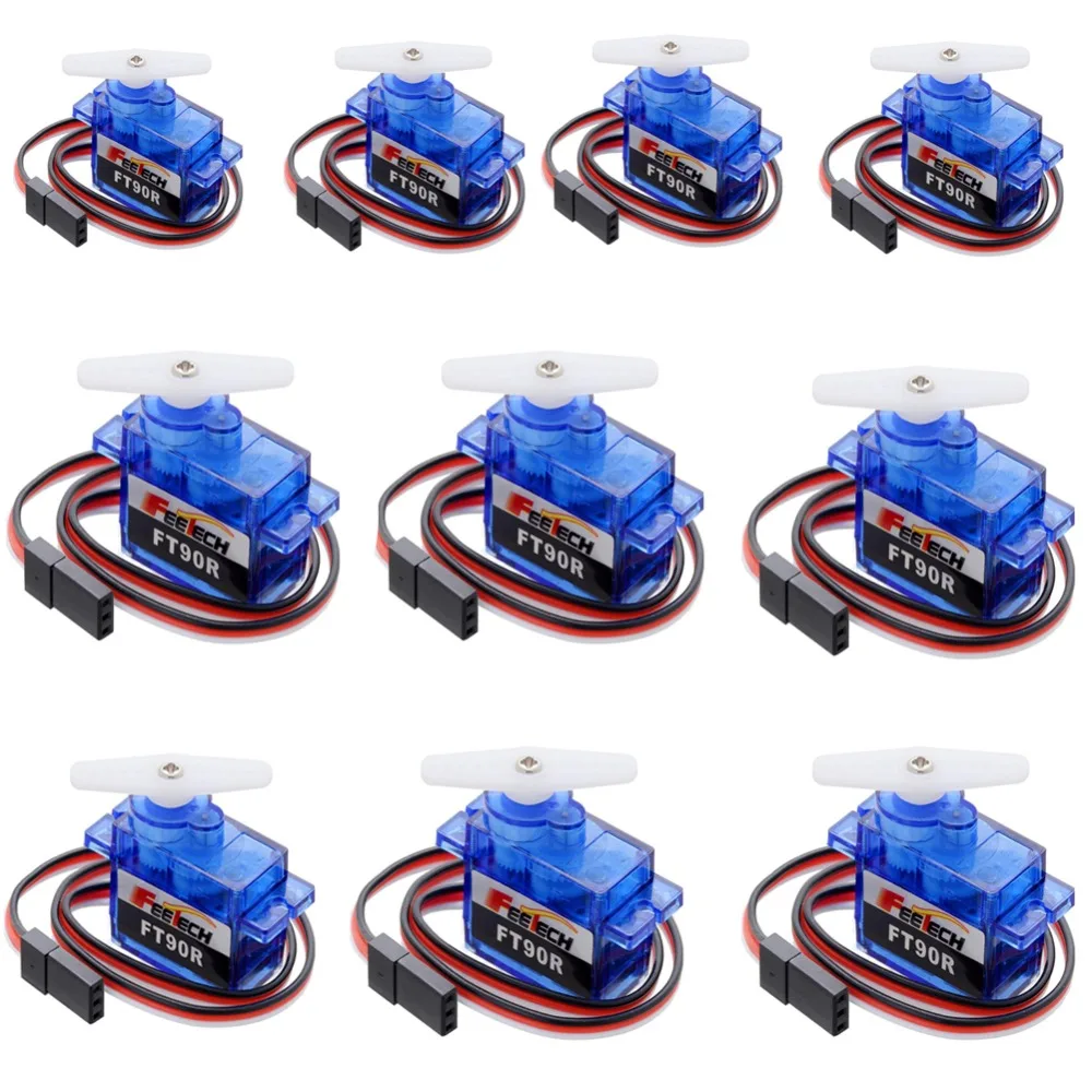 

10pcs Feetech FT90R Servos, 360 Degree Continuous Rotation 9g Micro RC Servo, 6V 1.5KG PWM For Drone Smart Car,Boat, Robot