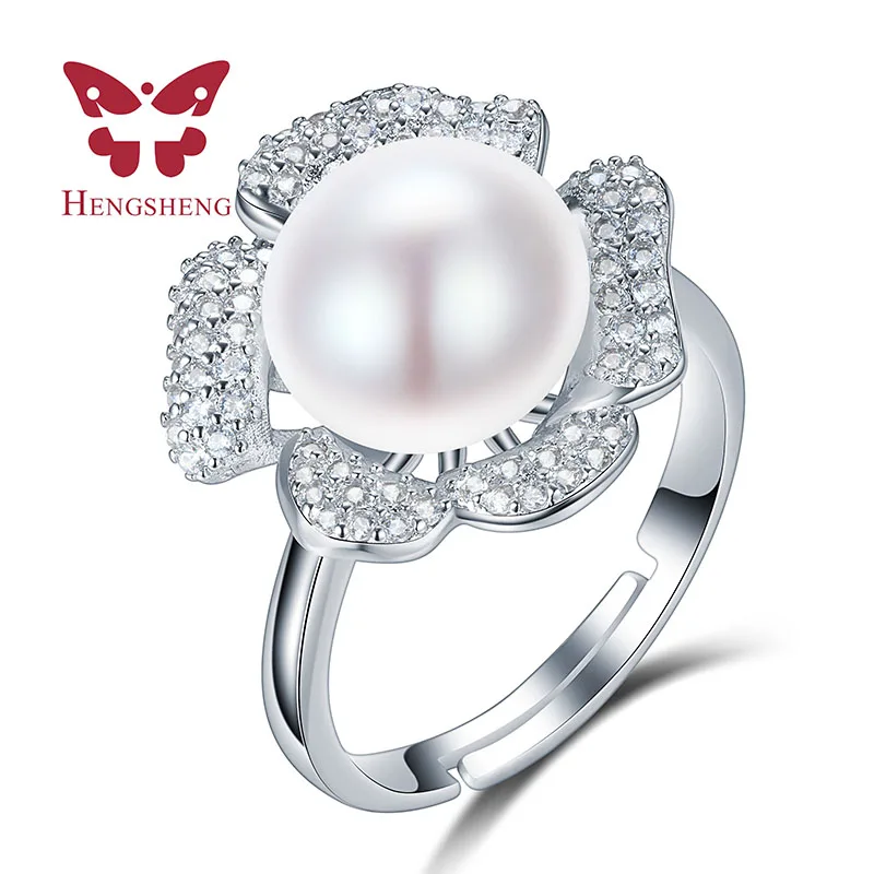 

HENGSHENG Trendy 10-11mm Pearl Rings, Fine Adjustable Jewelry Ring, 100% Real Cultured Freshwater Pearl Ring