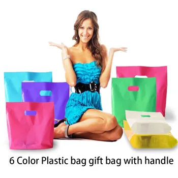 

Colorful red purple Plastic Shopping Bags With Handle Underwear Plastic Gift Bags Clothing Cosmetic Favor Gift Packaging bag