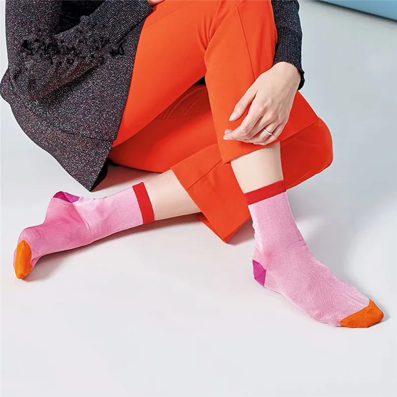 Cycling Socks Spring Winter Women Socks Female Fashion Ins Style Bobbysocks Multicolor Anklets Knee-High Socks #2D18 (9)