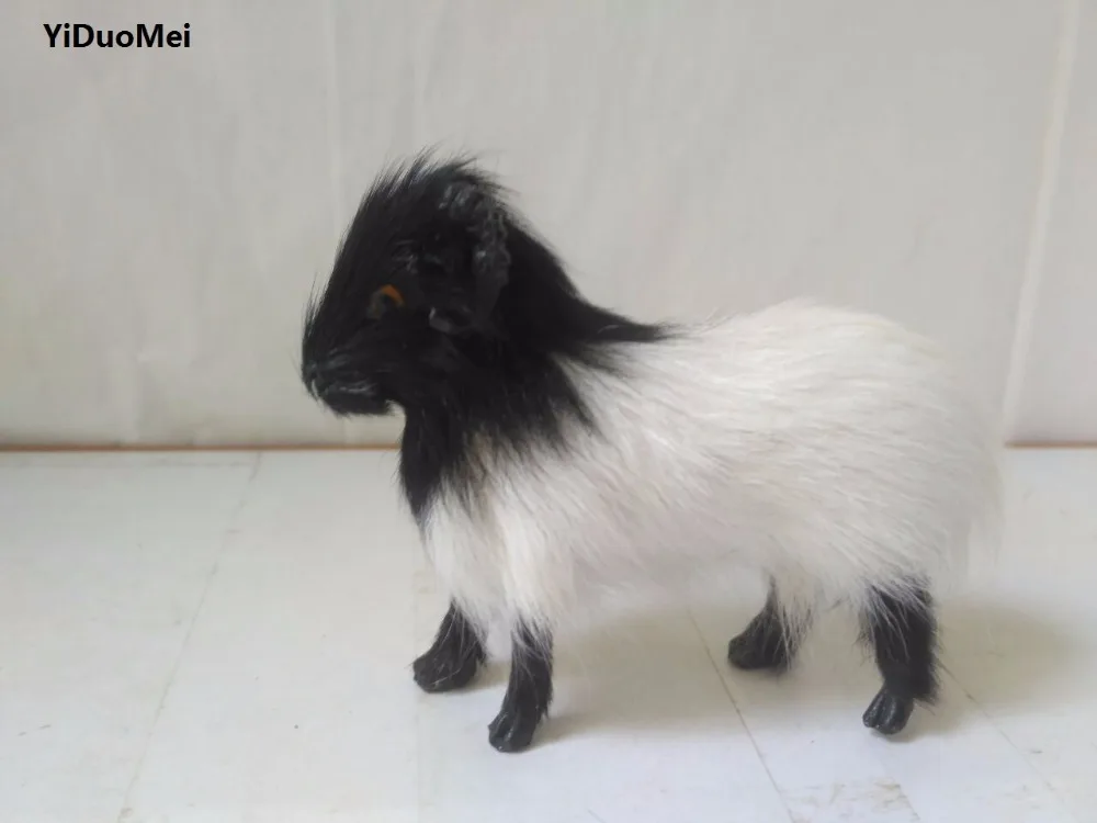 Simulazione Di Capra Modello Di Plastica E Pellicce 10X8 Cm Nero Testa Di Pecora Bianca Artigianato Prop, Decorazione Della Casa Regalo P0700