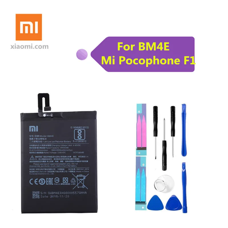 

Original Replacement Battery BM4E For Xiaomi MI Pocophone F1 battery Authentic Phone Battery 4000mAh