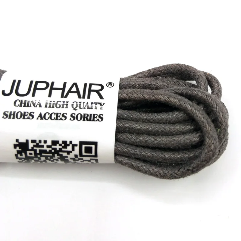 1-12 Pairs Dark Gray  High Quality Unise Laces Waxed Round Shoelaces Sneaker Solid Polyester Twisted Shoes Metal Head Shoelaces