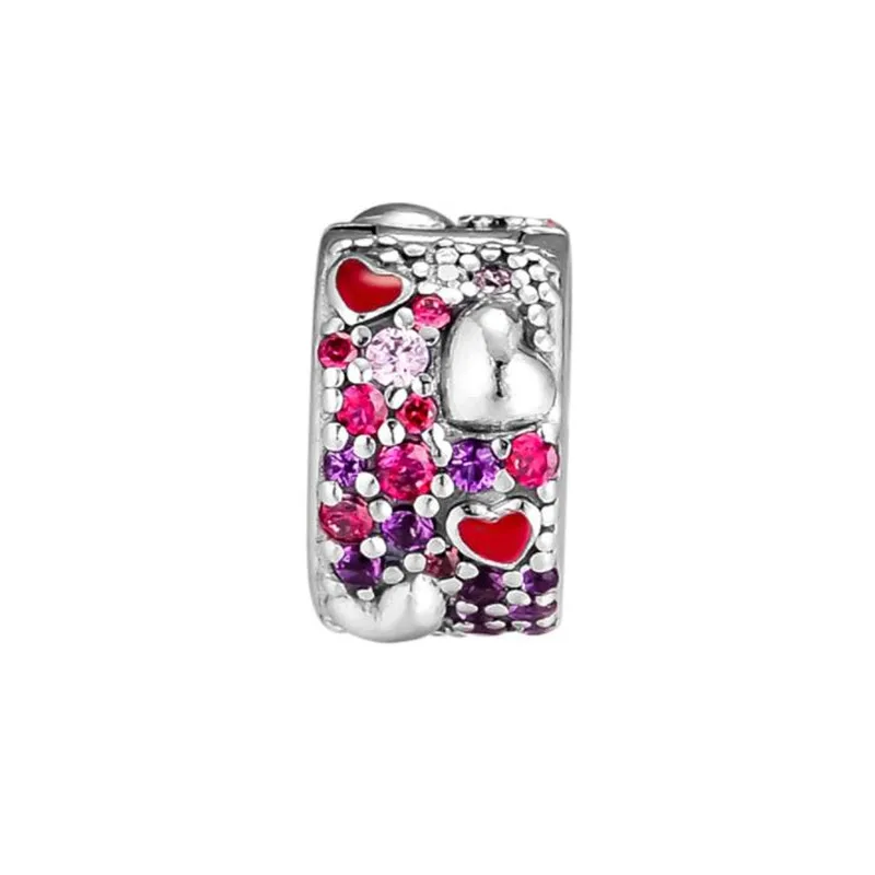 

Original 100% 925 Sterling Silver Asymmetric Hearts of Love Clip Charm Bead Fits Pandora Bracelet DIY Making Jewelry Accessories