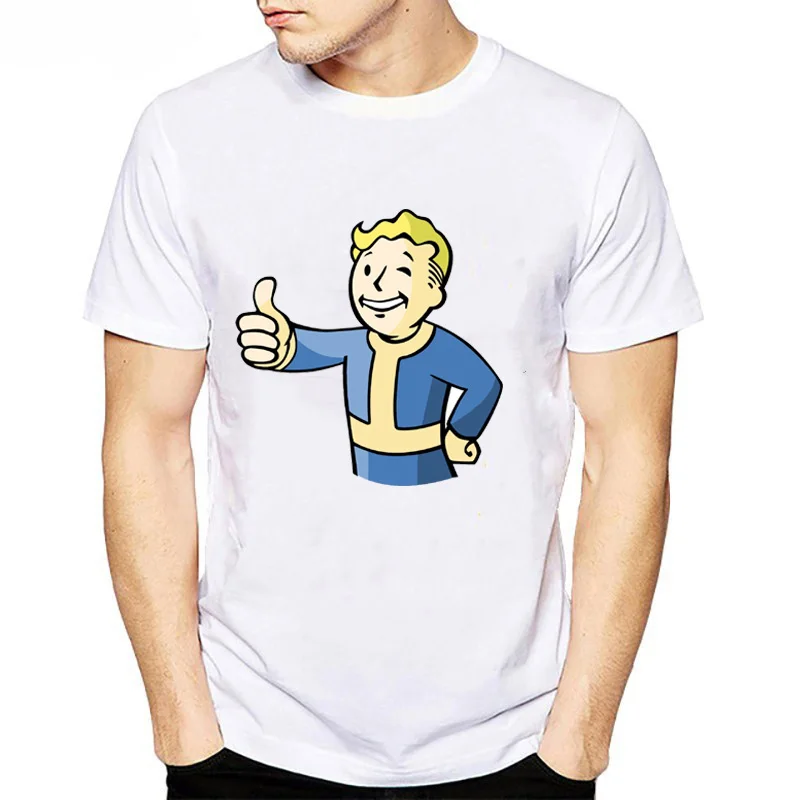 

New Summer Fallout 111 Vault Boy White T shirts Men Short Sleeve Model T-shirt Nuka Cola Victory Tee Shirt Homme Size S-XXXL