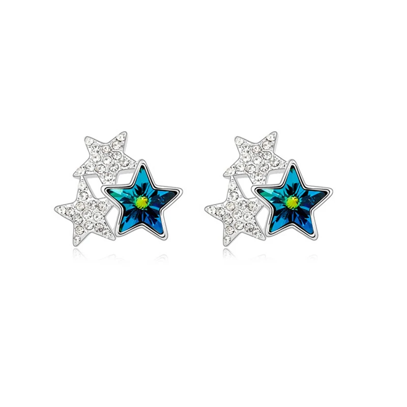 Austrian Blue Crystal Star Jewelry Stud Earrings Women S Small Austrian Blue Crystal Star Jewelry Stud Earrings Women S Small Brand Bijoux Fashion Fine Jewellery In From