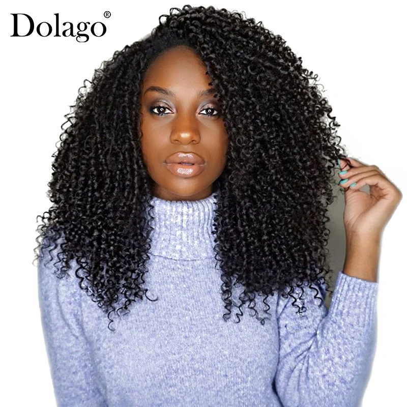 

250% Density Kinky Curly Lace Front Human Hair Wigs Pre Plucked With Baby Hair Brazilian Remy Black Hair For Women Dolago