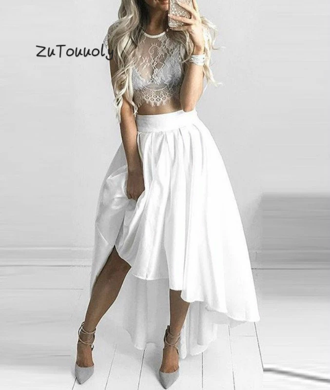 white high low formal dress