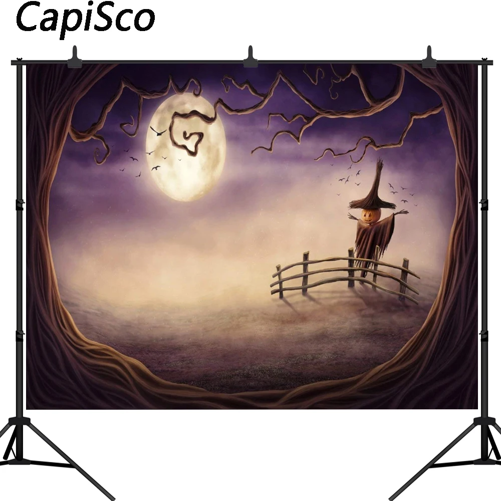 

Capisco Halloween Theme Seamless Vinyl photography backdrops Pumpkin Scarecrow Backdrop Newborns Portrait Photo Backgrounds