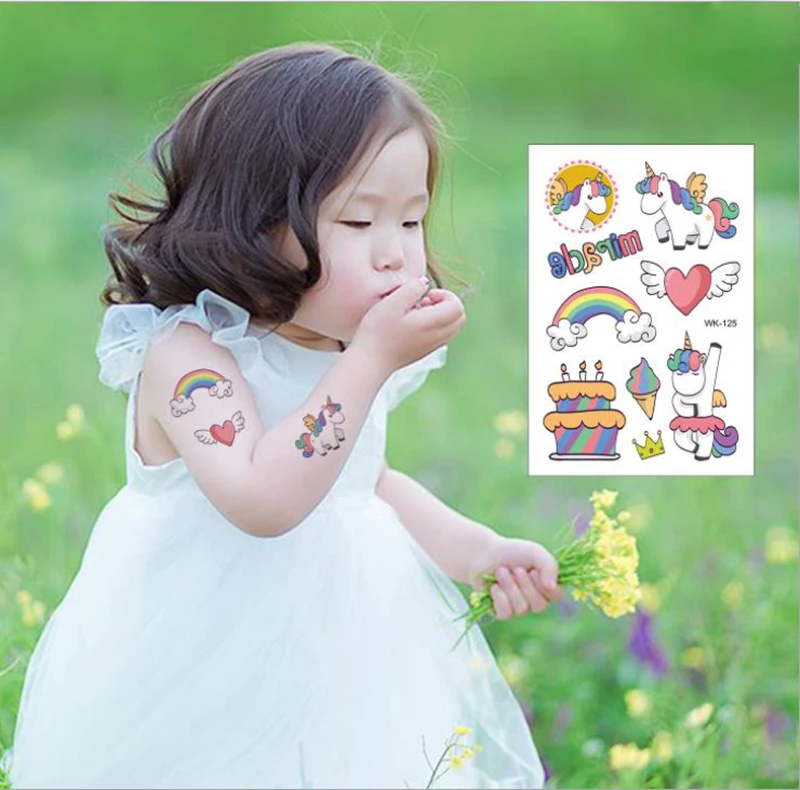 

Cartoon Magic Unicorn Tattoo Subsidies Children Rainbow Temporary Tattoo Sticker