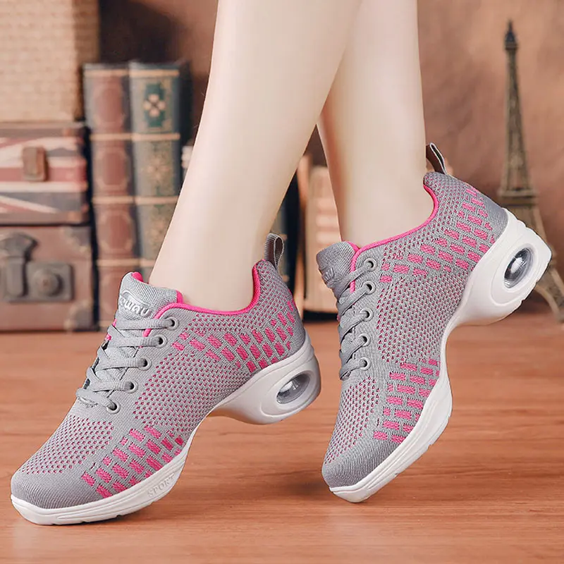 Sneakers Dance Shoes For Women Flying Woven Mesh Comfortable Modern Jazz Dancing Shoes Girls Ladies Outdoor Sports Shoes S-919