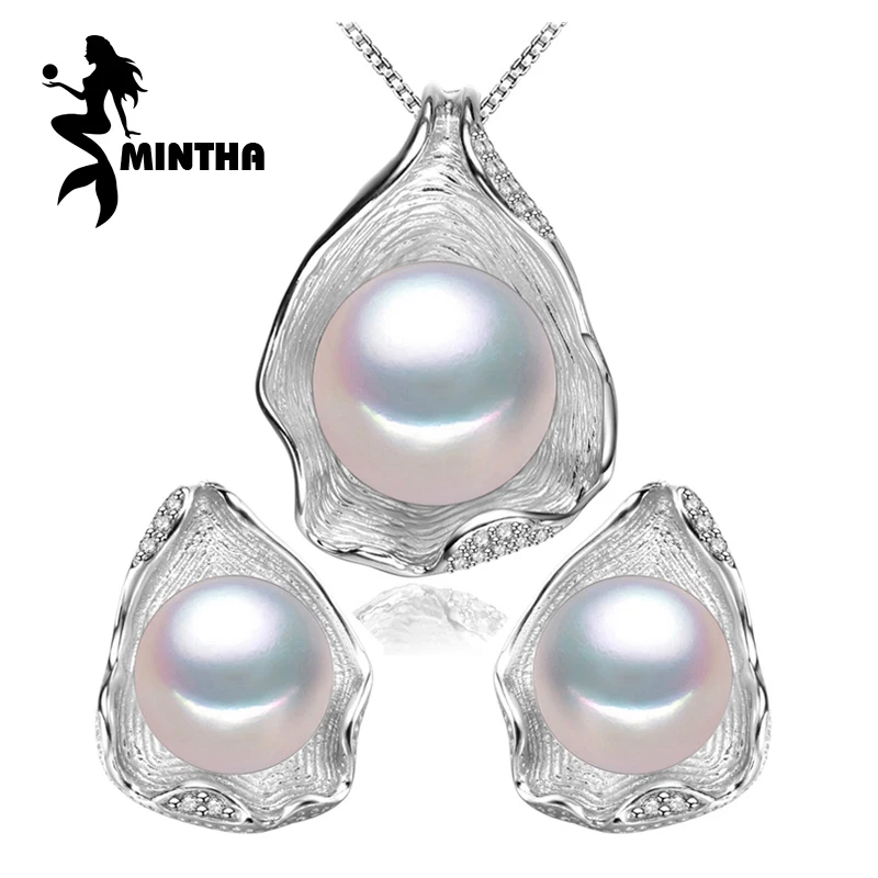Женский комплект ювелирных изделий MINTHA из серебра 925 пробы с натуральным