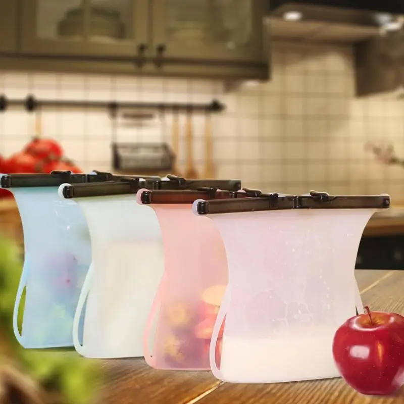 Многоразовый силикон Вакуумная печать еда свежий мешок фрукты холодильник для мяса сумка для хранения