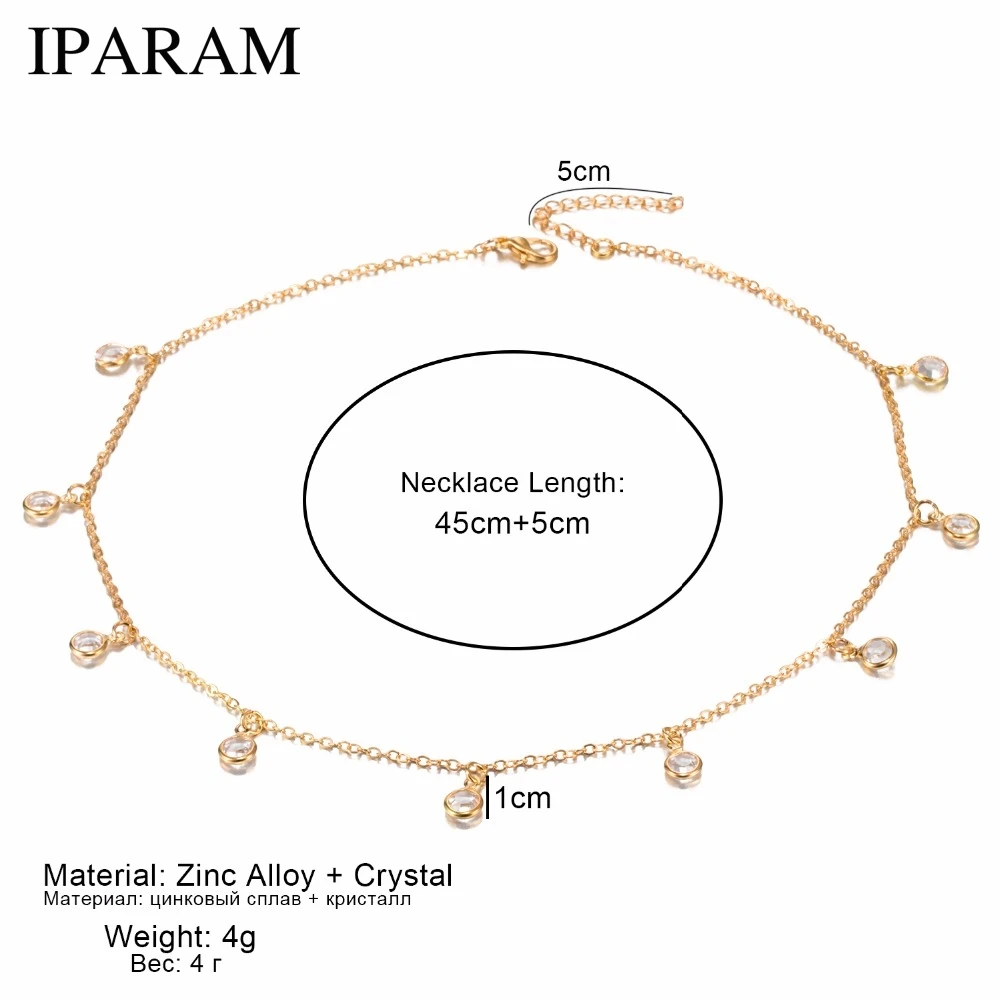 IPARAM Новая мода колье ожерелье золотая, серебряная цепочка Хрустальная Подвеска Ожерелье