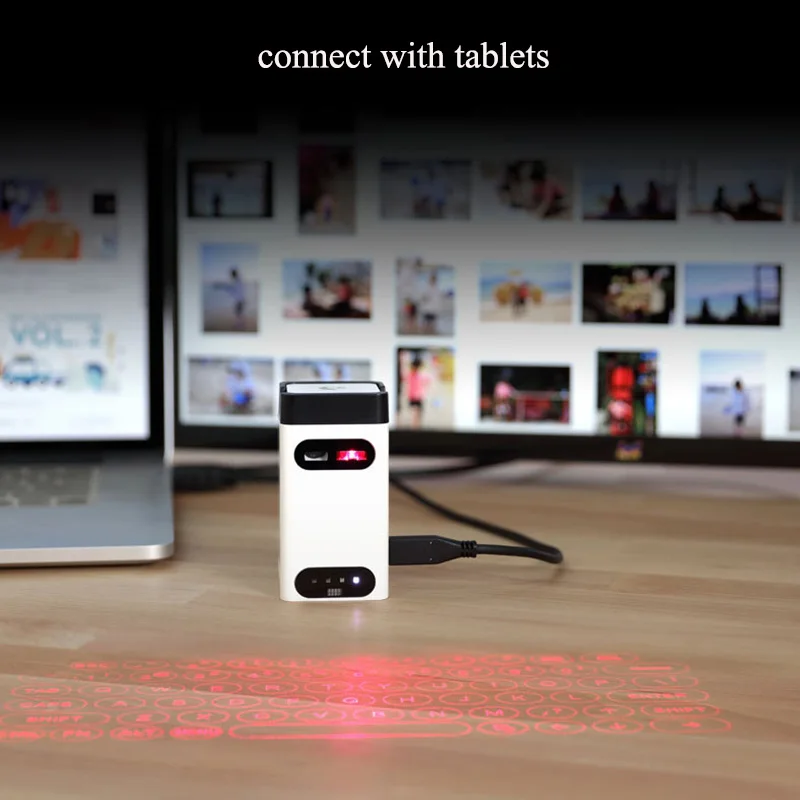  Phone Holder for smartphone Power Bank Stand with Wireless Laser Projection Virtual Keyboard Mouse 
