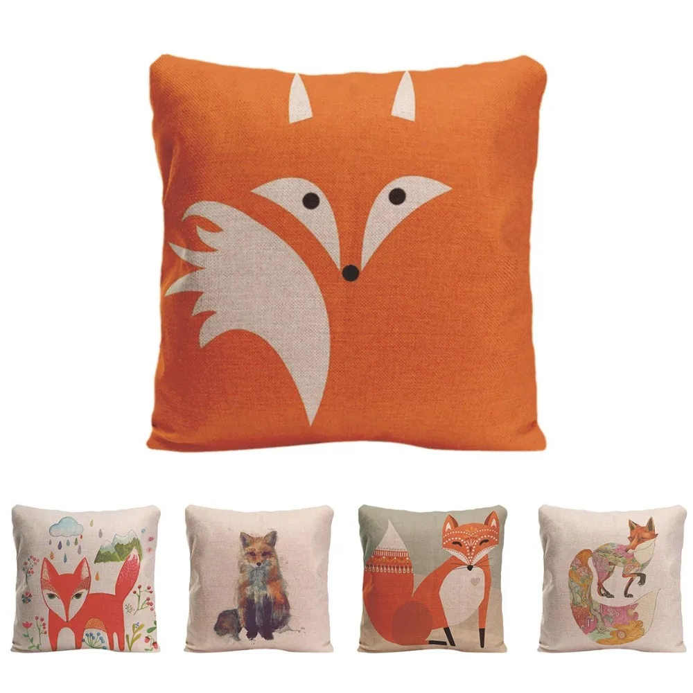 Cute Red Fox Cushion Cover Decorative Pillow For Sofa Car Covers Tree