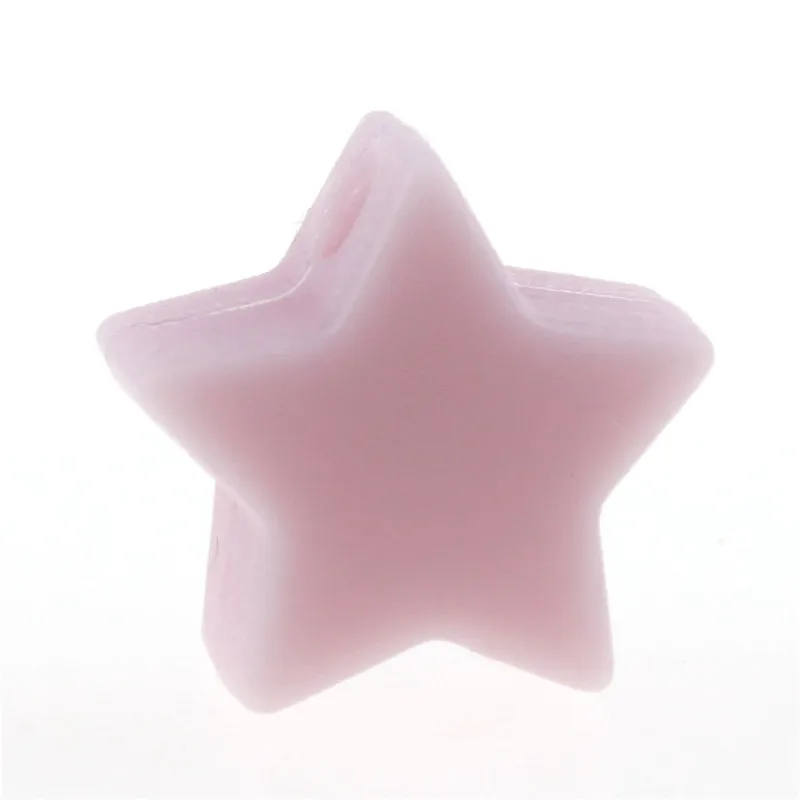 50 шт. звезда пищевого класса Силиконовые бусы для прорезывания зубов кулон 15 мм детский силиконовый Прорезыватель бусины для Diy прорезиненное Силиконовое ожерелье - Цвет: 11Baby pink