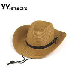 Фетровая ковбойская шляпа для человек соломы Шапки Новый Летний стиль широкими полями ВС Шапки Западной Hat женские вечерние шляпа сомбреро