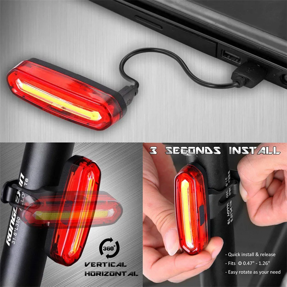 2018 USB recargable bicicleta 6 modos luz Flash LED luz de advertencia luz de la bici bisiklet aksesuar luces bicicleta M20