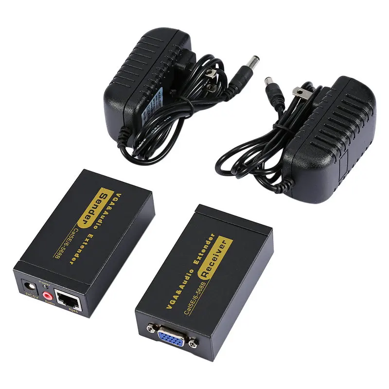 

HD Female to Female VGA Extender To Lan CAT5e/6 RJ45 Ethernet Adapter VGA Video and Stereo Audio Extender Extension Converter