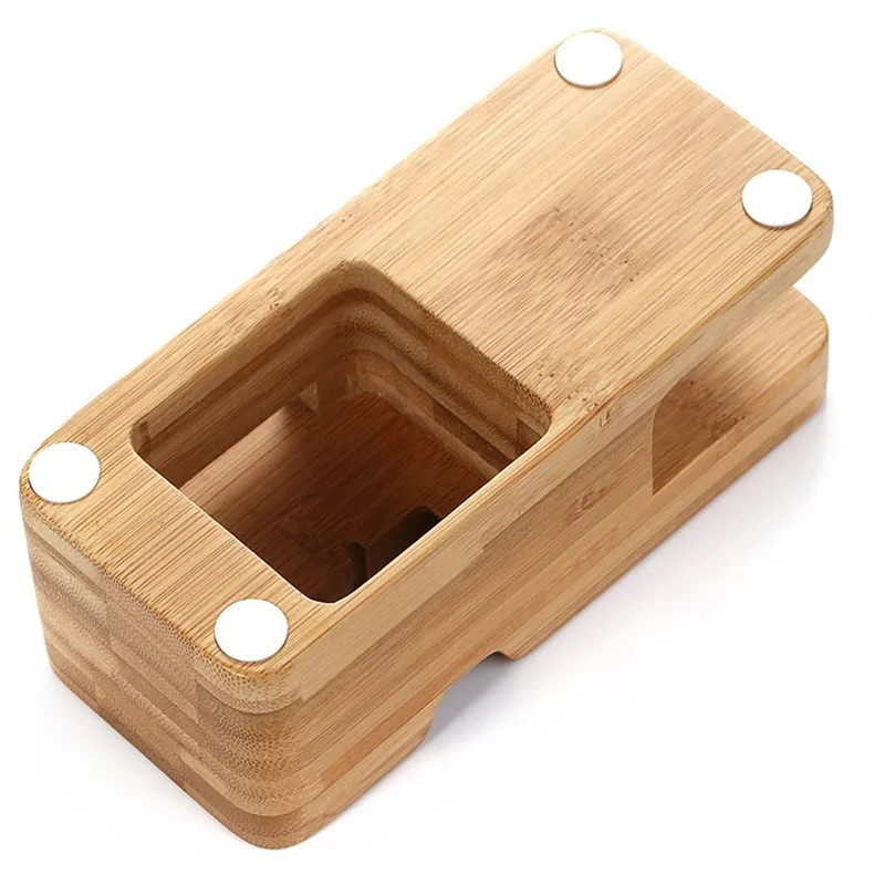 Bamboo Phone Holder Stand cellphone charger holder Cell Phone Holder Charger Dock With Watch Holder Desk Charging Station Stand For Apple Watch For iPhone Bracket (7)