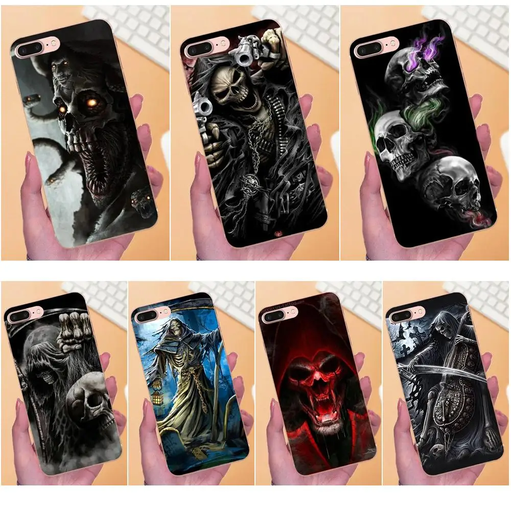 

TPU Cell Cover Case For Huawei Mate 7 8 9 10 20 P8 P9 P10 P20 P30 Lite Plus Pro 2017 Grim Reaper Skull Skeleton Print