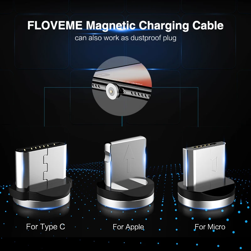 FLOVEME USB C Магнитный кабель для Samsung Galaxy S9 S8 плюс 1 м 5V2A Тип C Micro USB кабель для iPhone X SE магнит зарядное устройство Кабо usb c кабель зарядное устройствомагнитная зарядка зарядка для телефона