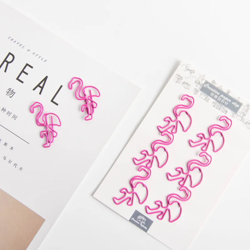 Милые креативные бумажные клип набор розовый Фламинго животных металлические милые клипсы журнал декоративные