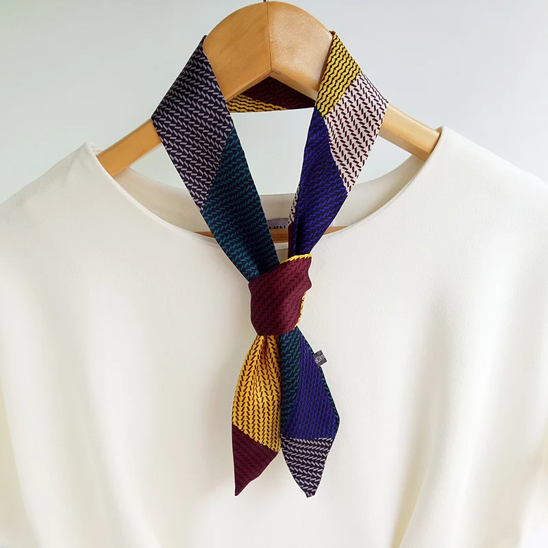 Korean Womens Small Scarves Female Hair Headdress Scarf Summer Bow Tie