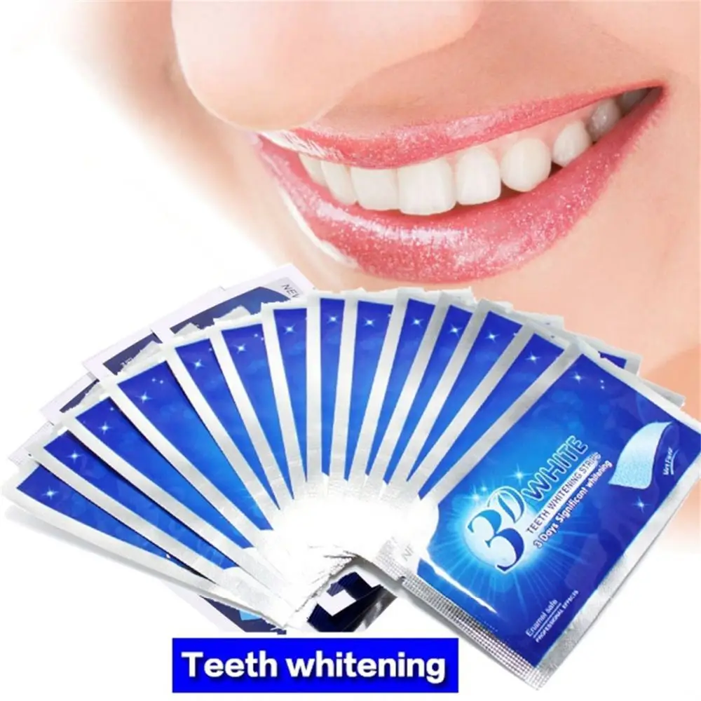 28Pcs3D белый гель отбеливающие полоски для зубов Гигиена полости рта двойные эластичные полоски для зубов отбеливание зубов отбеливающие инструменты