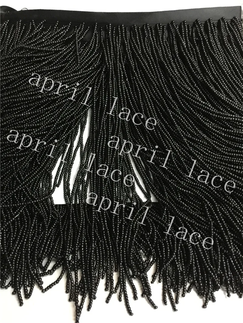 cheap yy101# 10yards bag black round beads 15cm width ribbon fringe tassel for curtain garment decorative home dress decoration