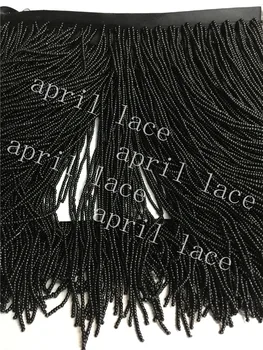 

yy101# 10yards /bag black round beads 15cm width ribbon fringe tassel for curtain /garment/decorative/home /dress decoration