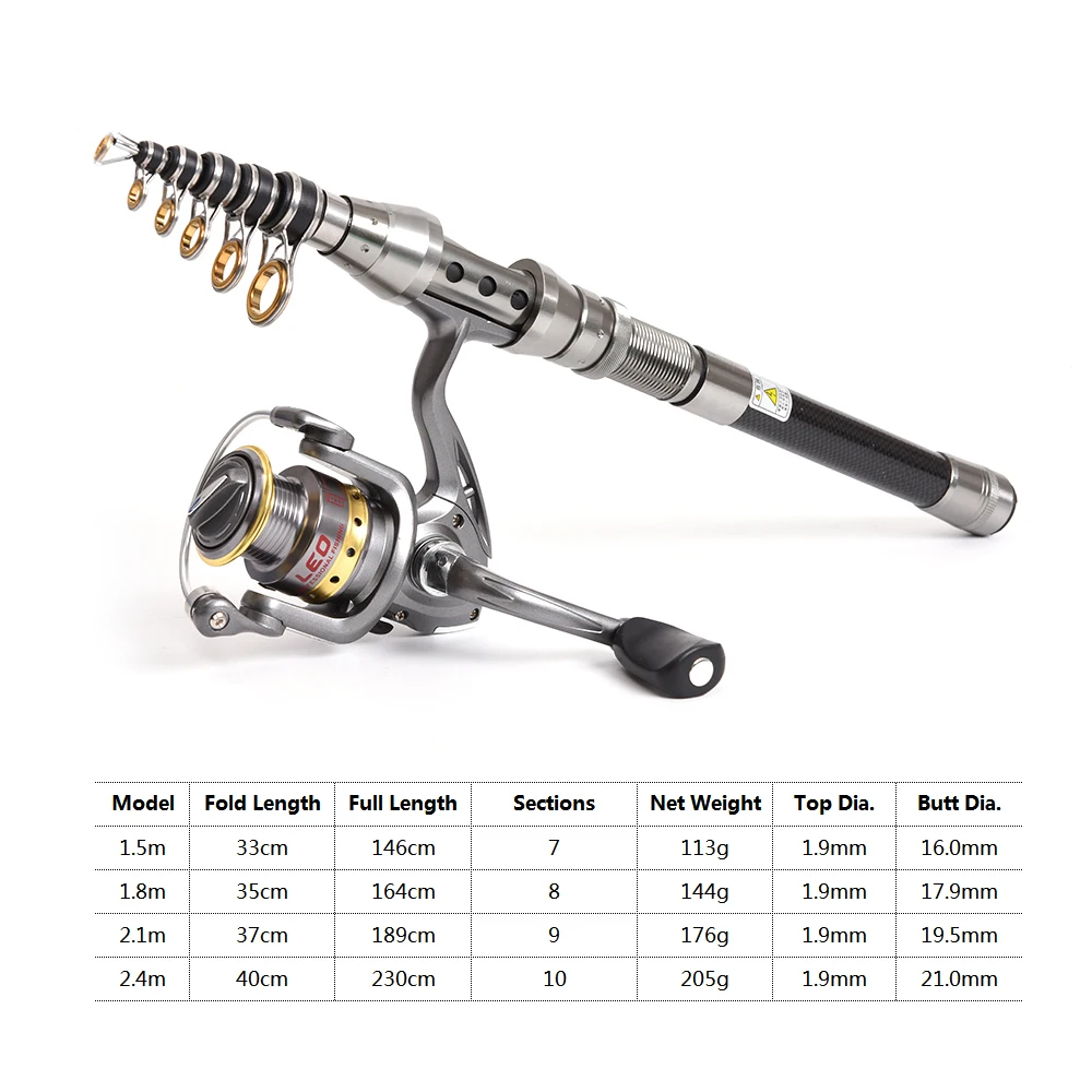 1,5/1,8/2,1/2,4 м телескопическая удочка Катушка комбо полный комплект рыболовной удочки, катушка для спиннинга, рыболовные приманки линия набор в сумку для хранения Чехол Pesca