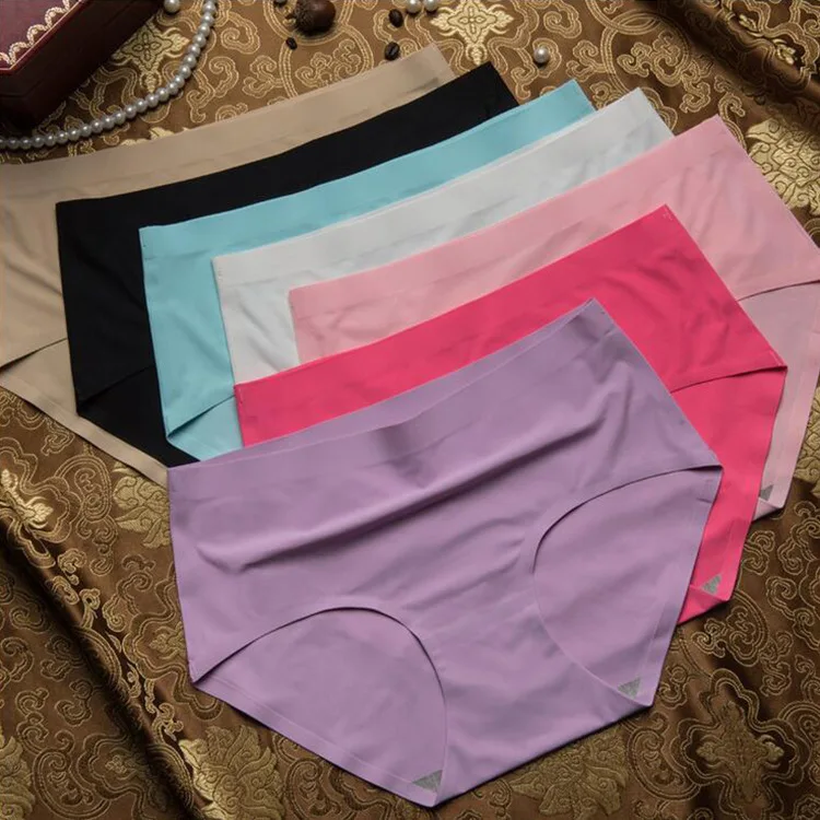 Free Shipping Thong female ice silk non-trace a chip slim pants Female sexy temptation pure color low waist | Женская одежда