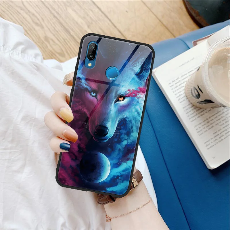 Wolf Fox Tiger Deer Cat Tempered Glass Case For Huawei Honor 20 Pro 8X View Note 10 9 P20 P30 Pro Lite P Smart Y6 Y9 Cover