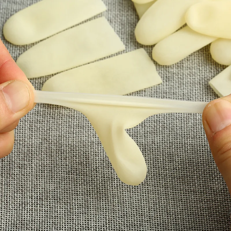 

100 Pcs Disposable Latex Beige Finger Cots Tattoo Beauty Nail Anti-static Finger Protector Rubber Gloves